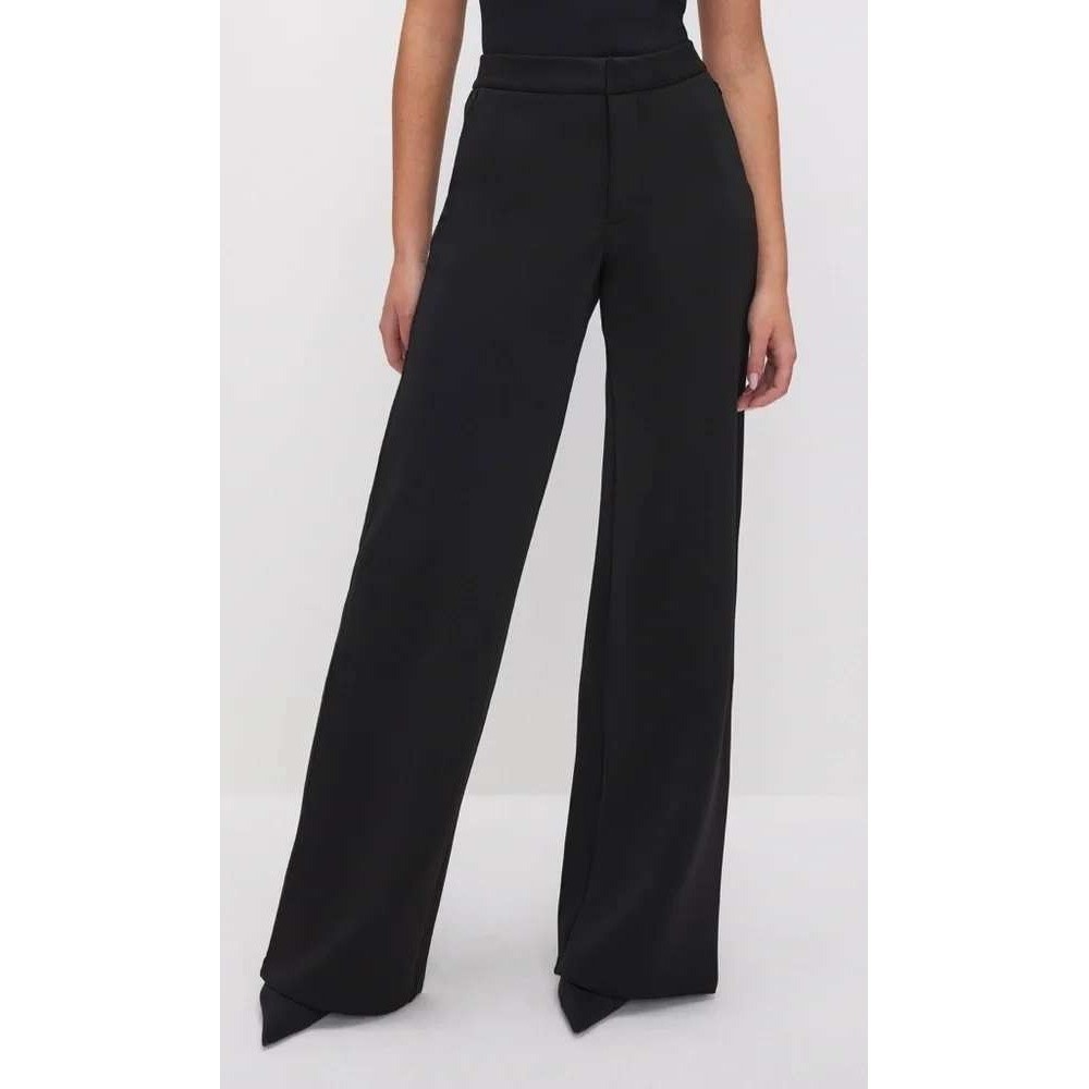 Good American Wide Leg Trousers In Black Size 15 Plus New With Tags